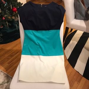 Color block, cap sleeve, shift dress